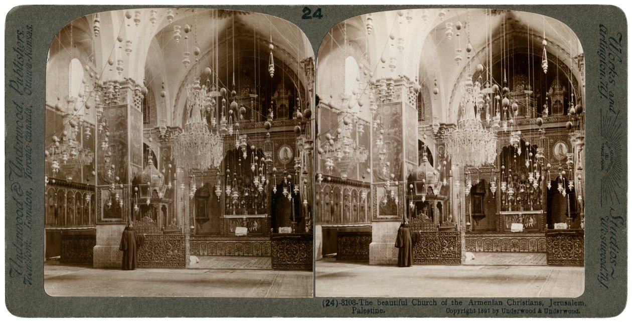 Kerk van de Armeense christenen, Jeruzalem, Palestina, 1897 door Underwood and Underwood