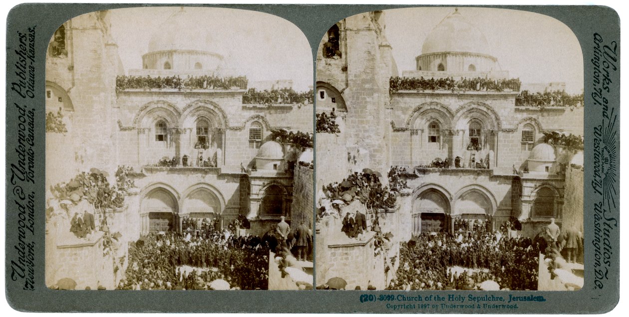 Kerk van het Heilig Graf, Jeruzalem, Palestina, 1897 door Underwood and Underwood