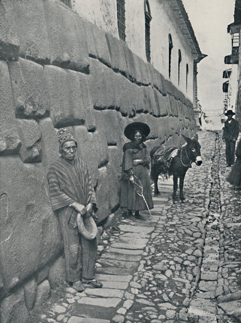 Inca Metselwerk, Cuzco, 1916 door Underwood and Underwood