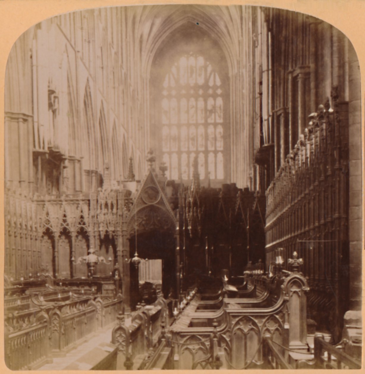 Interieur van Westminster Abbey, Londen, Engeland, 1896 door Underwood and Underwood
