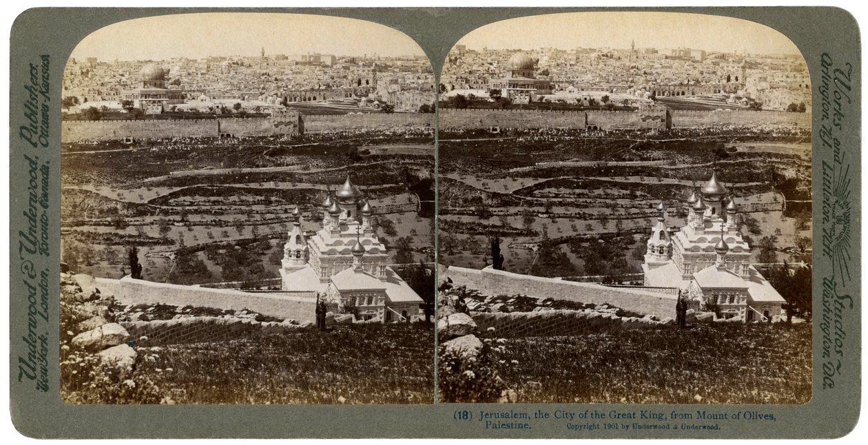 Jeruzalem, gezien vanaf de Olijfberg, Palestina, 1901 door Underwood and Underwood