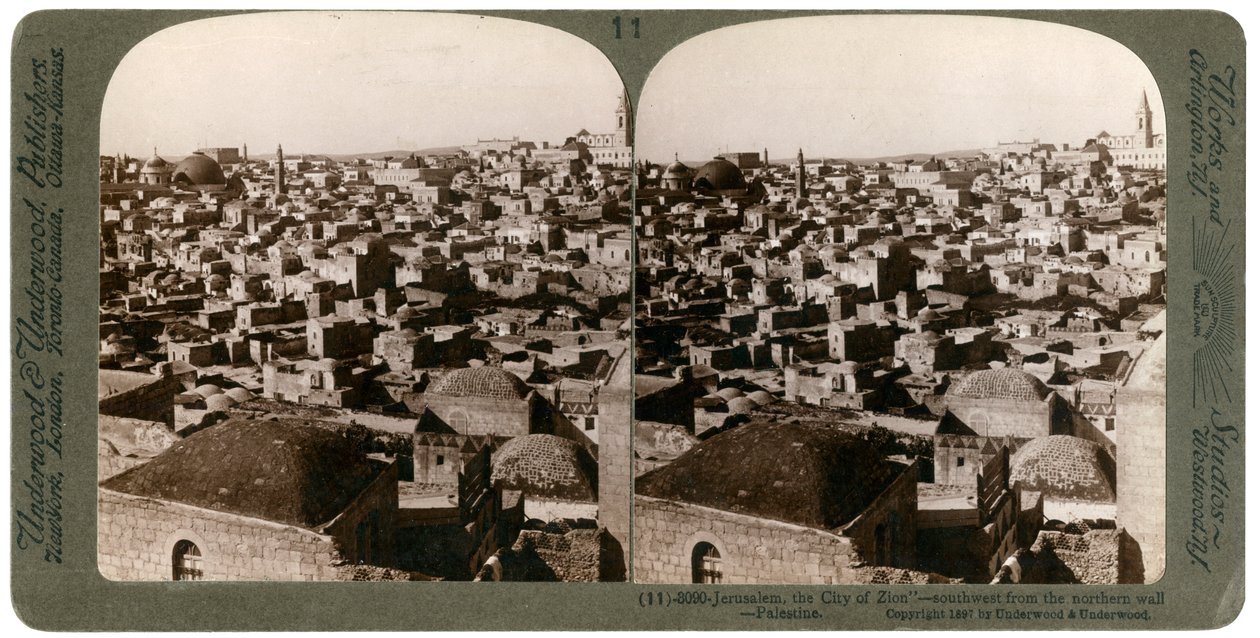 Jeruzalem, gezien vanaf de noordelijke muur, Palestina, 1897 door Underwood and Underwood