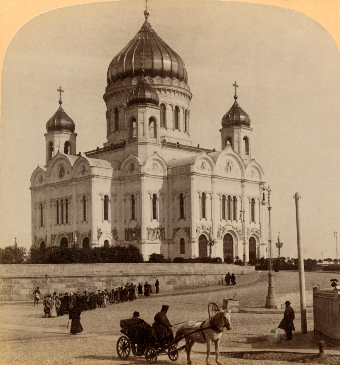 Tempel van Onze Verlosser, de grootste kerk in Moskou, Rusland door Underwood and Underwood