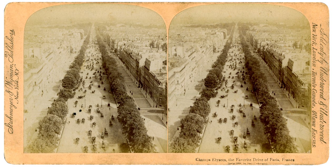De Champs Elysees, Parijs, Frankrijk door Underwood and Underwood