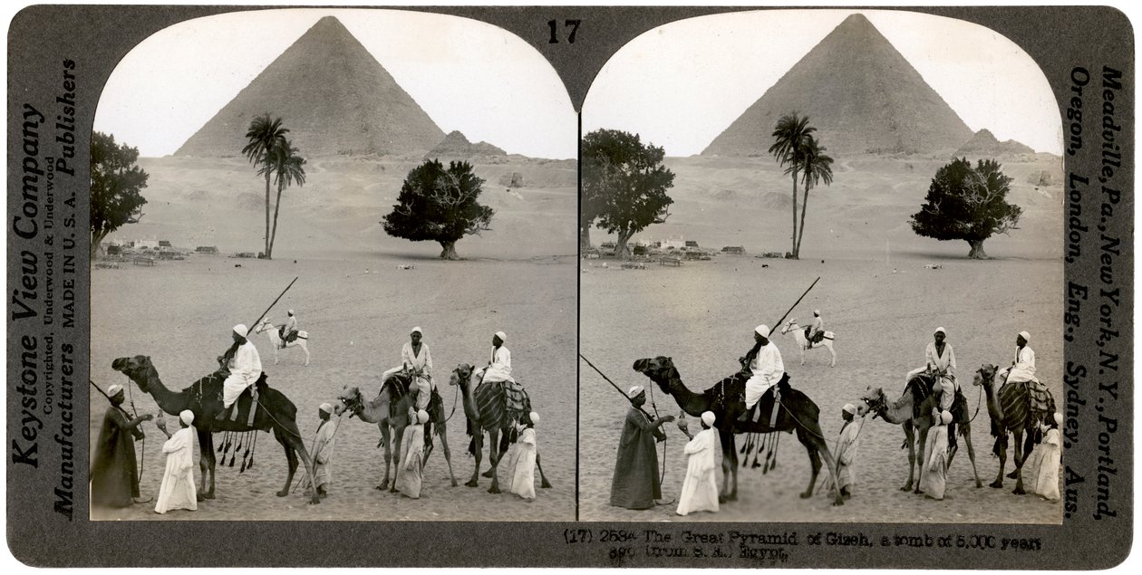 De Grote Piramide van Gizeh, Egypte, 1905 door Underwood and Underwood