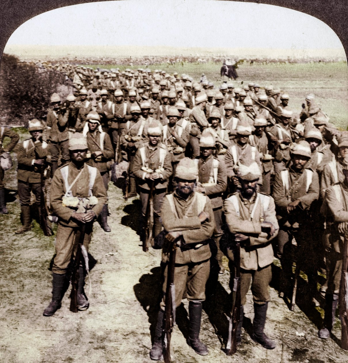 De Guards Brigade op mars naar Kroonstad, Zuid-Afrika, Boerenoorlog door Underwood and Underwood