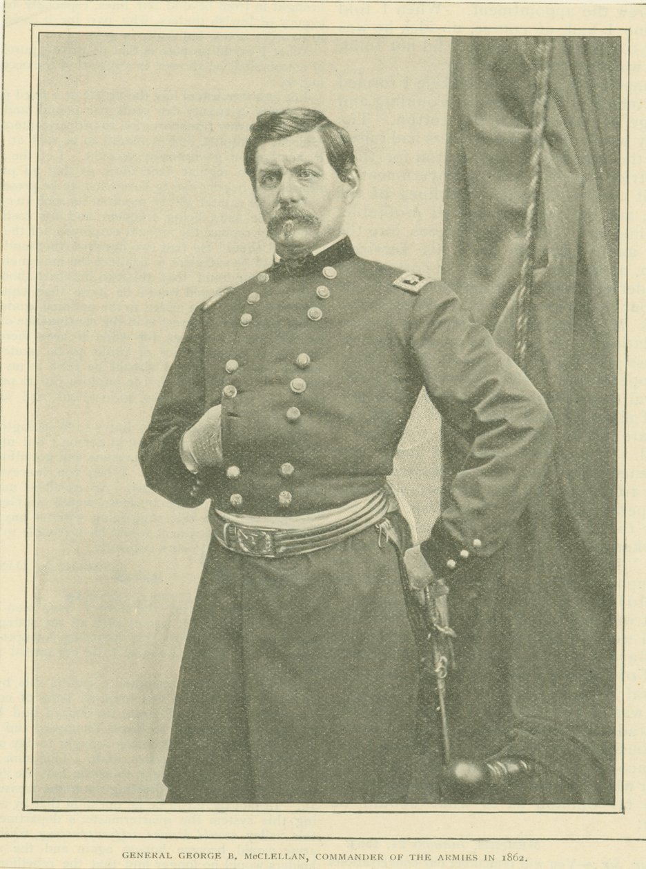 Generaal George B. McClellan, bevelhebber van de legers in 1862 door Unknown