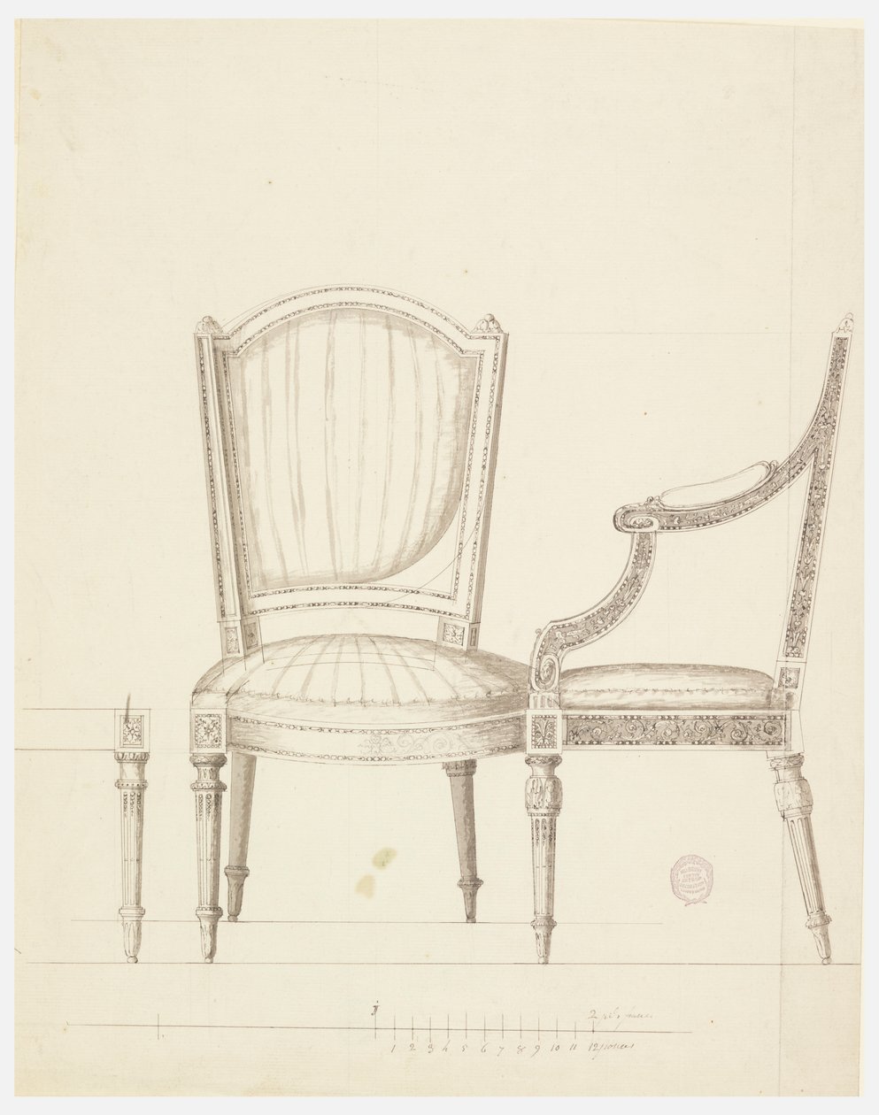 Ontwerp voor twee stoelen met alternatieve suggesties, 1760-65 door Unknown