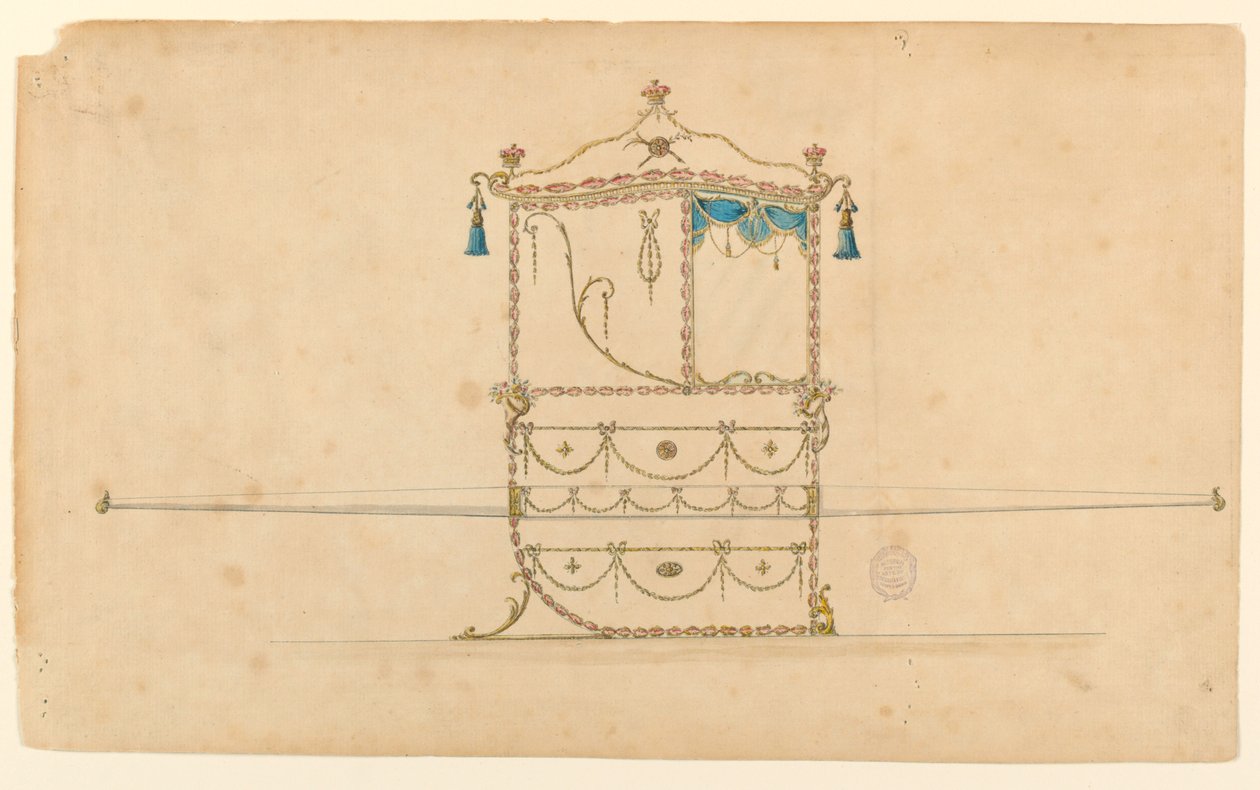 Tekening, Project voor een draagstoel, 1770-1775 door Unknown