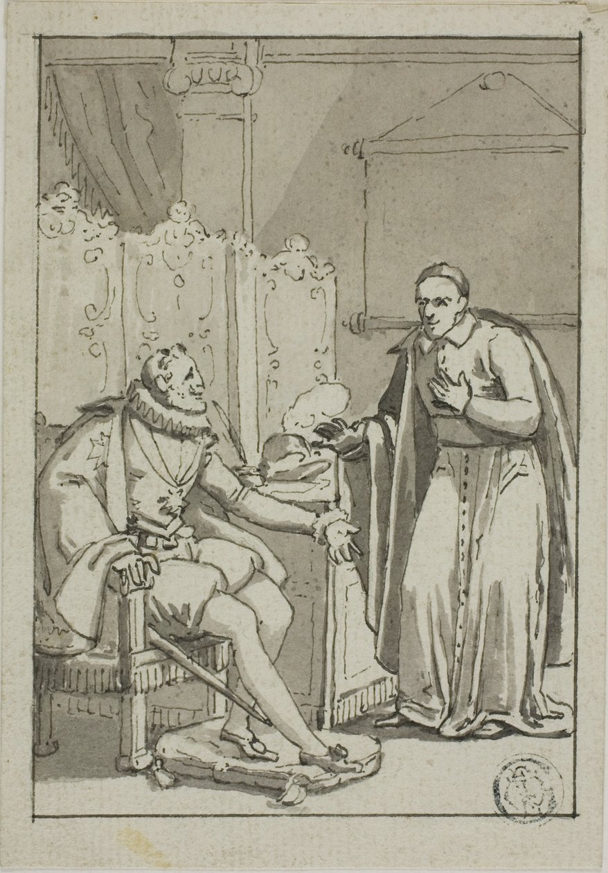 Publiek van Kardinaal met Hendrik IV door Unknown