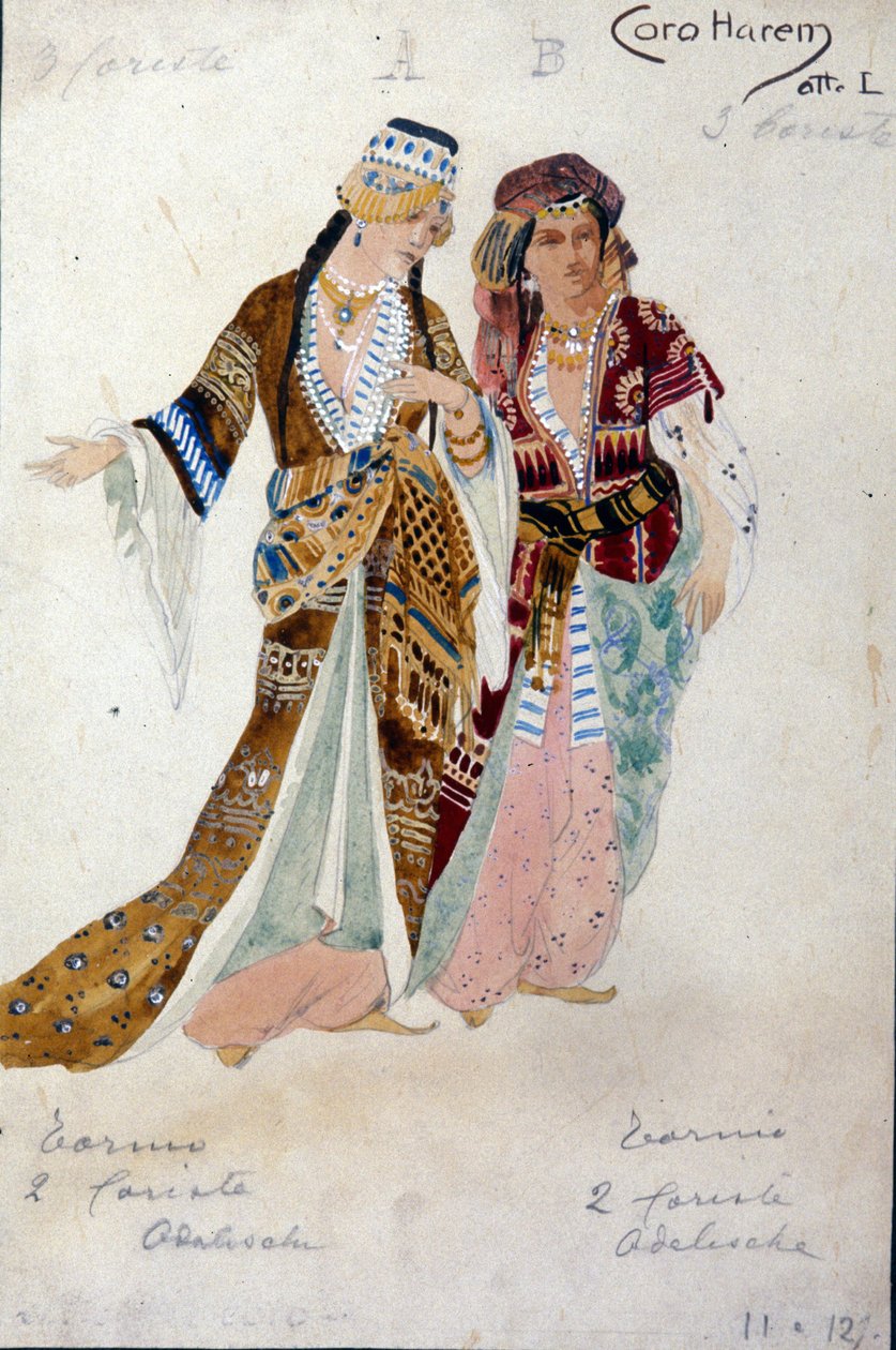 Kostuums voor de Vrouwen van de Harem, uit de Opera Oberon, door Carl Maria von Weber door Unknown