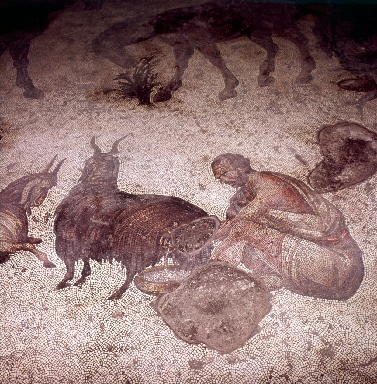 Detail van Vloermozaïek in het Grote Paleis, Istanbul, Regering van Justinus, 565-575 door Unknown
