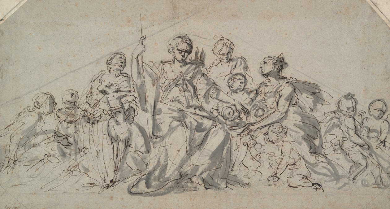 Diana met nimfen en putti door Unknown