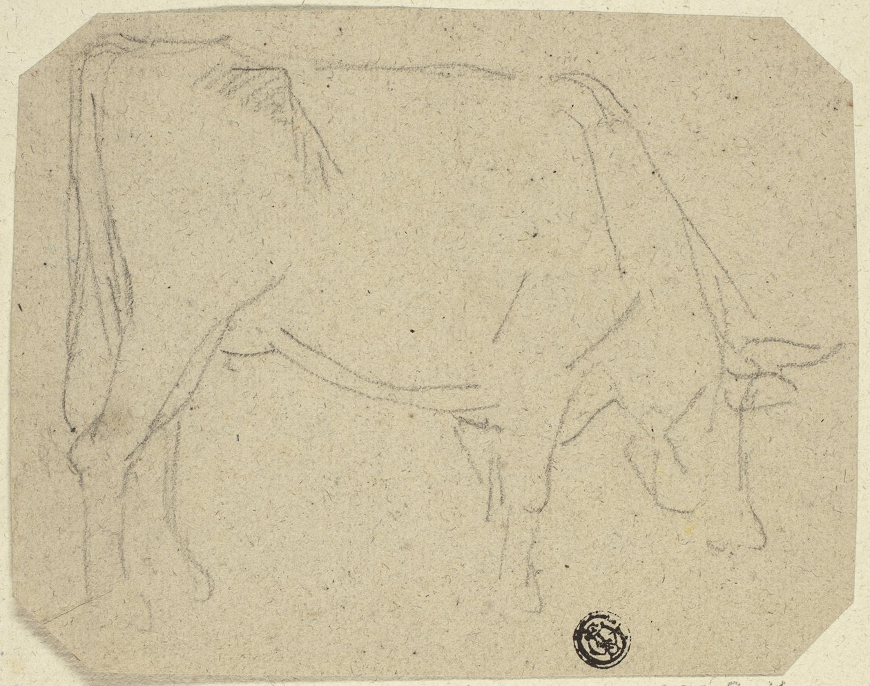 Grazende Koe (Naar Rechts Gekeerd) (recto); Achterwerk van een Paard (verso) door Unknown