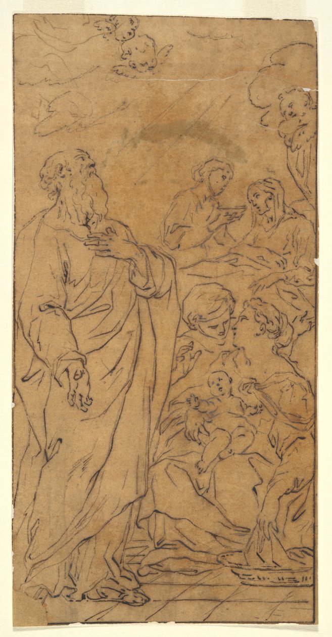 Heilige Familie en Heilige (Geboorte van de Maagd), in Rome, S.Giovanni in Fonte door Unknown
