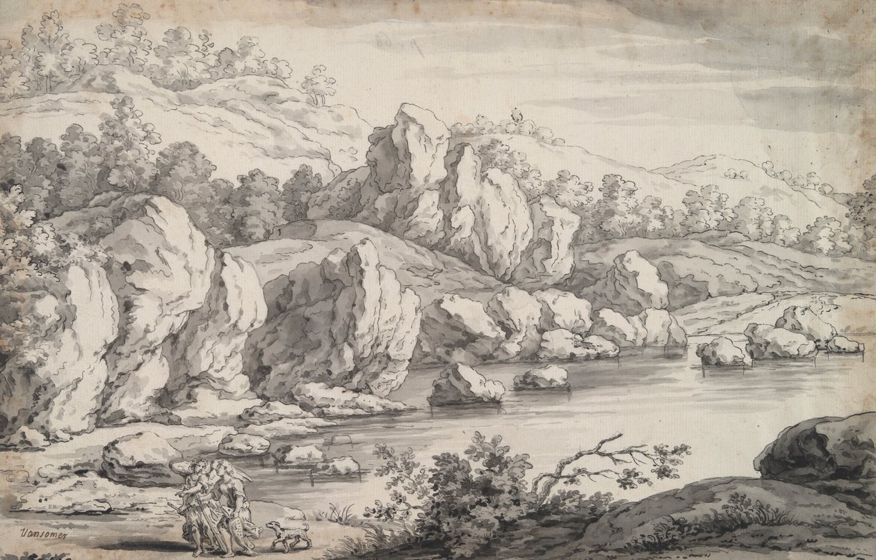 Landschap met Tobit en engel door Unknown