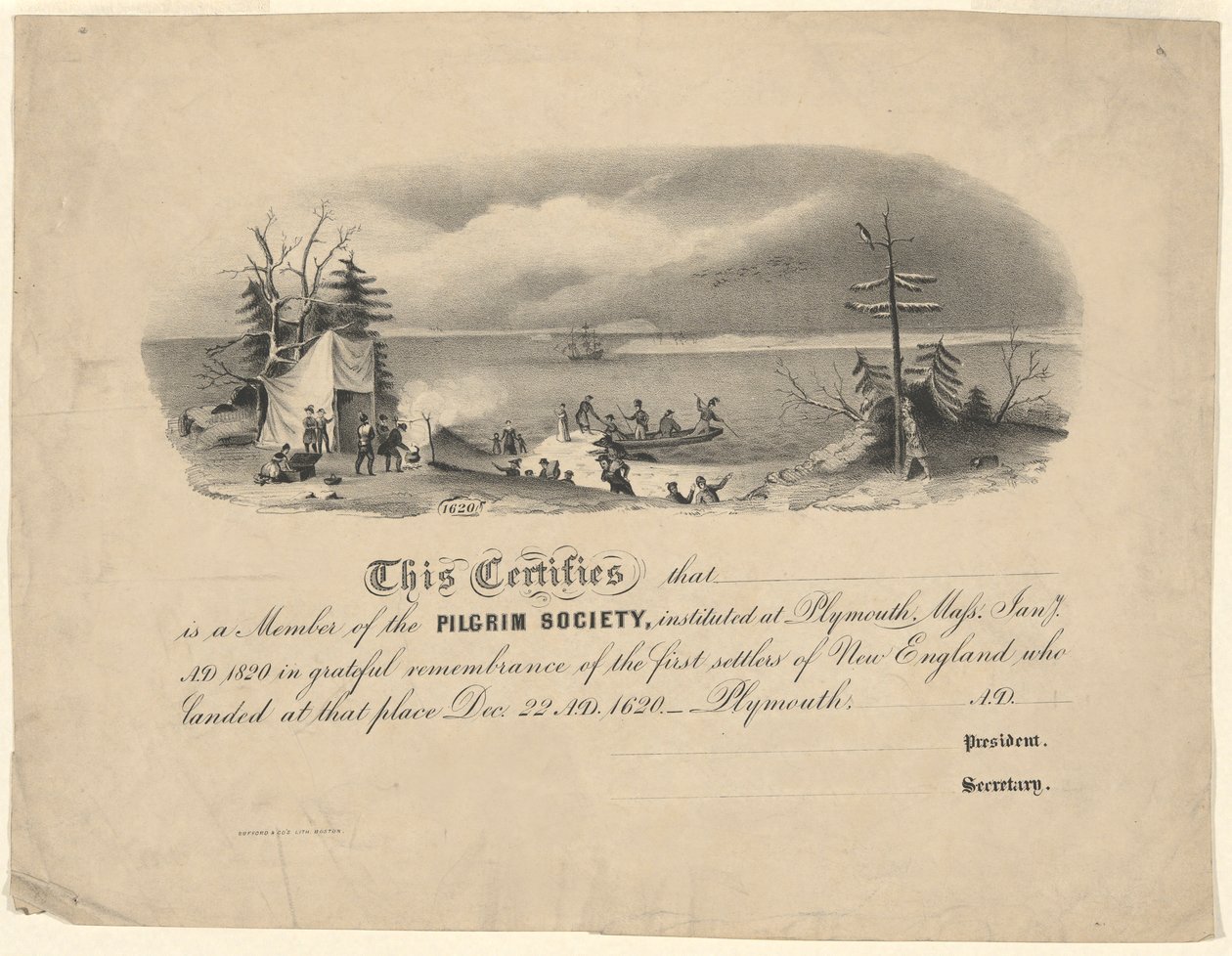 Pelgrim Society Certificaat door Unknown
