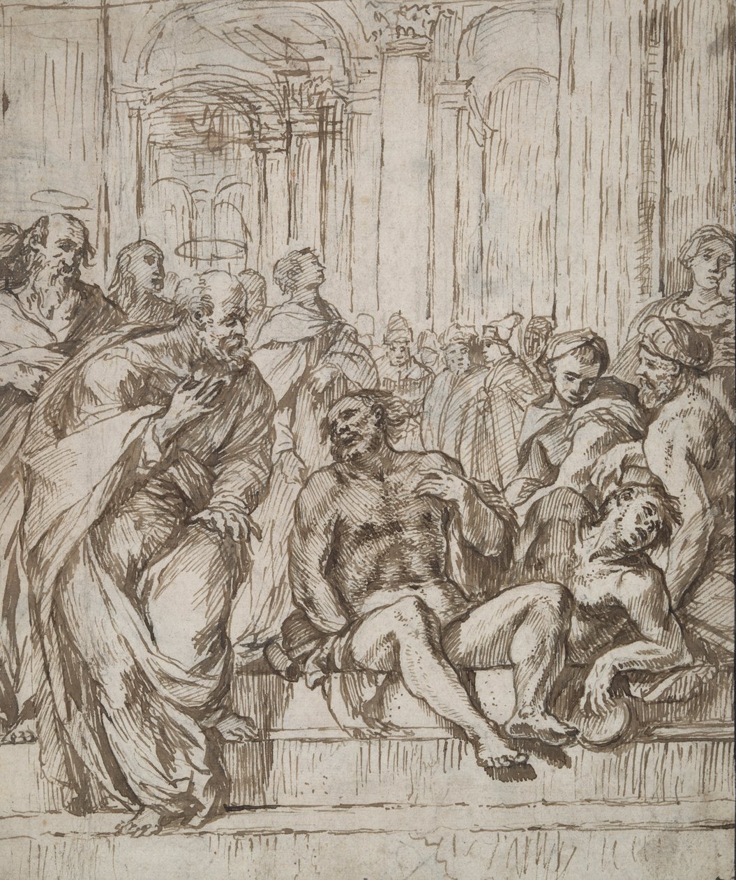 Heiligen Petrus en Paulus genezen de lamme man door Unknown
