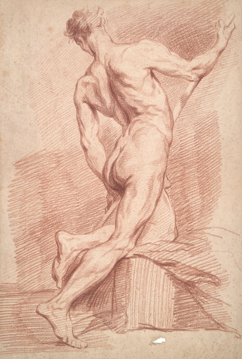 Studie van naakte man door Unknown