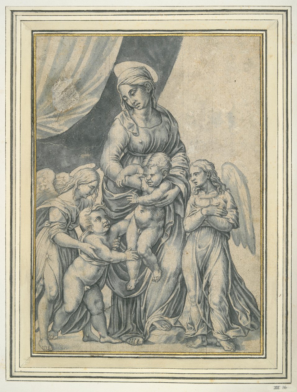 De Maagd en het Kind met de Jonge St. Johannes de Doper en Twee Engelen door Unknown