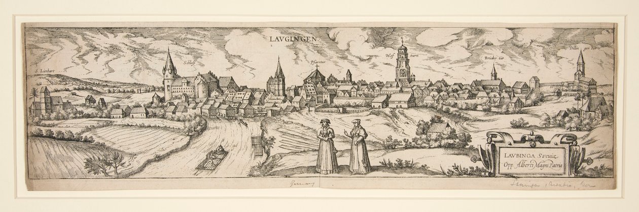 Zonder titel (Schloss Lienhart, etc. Stadsgezicht van LAUGIGEN) door Unknown