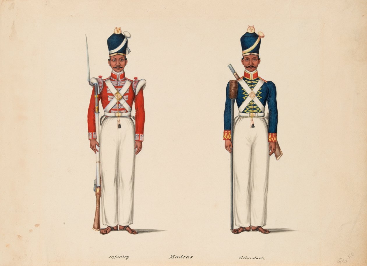 10e Madras Inheemse Infanterie en de Madras Artillerie door Unknown artist