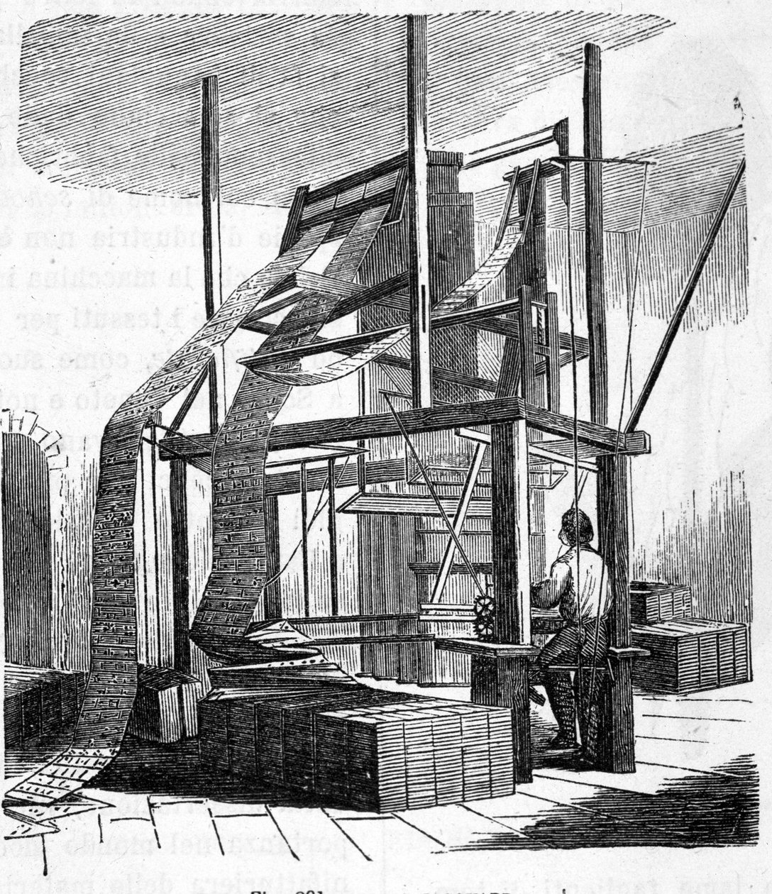 1801 Jacquard weefgetouw. Gravure uit de 19e eeuw. door Unknown artist