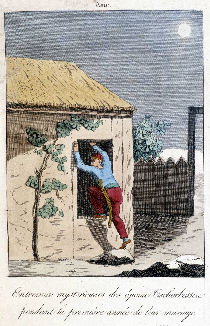 1811 kaart die de mysterieuze ontmoetingen van Tscherkessen