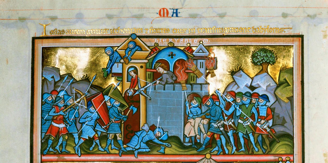 5 verluchtingen met tekst op één pagina, detail (verluchting) door Unknown artist
