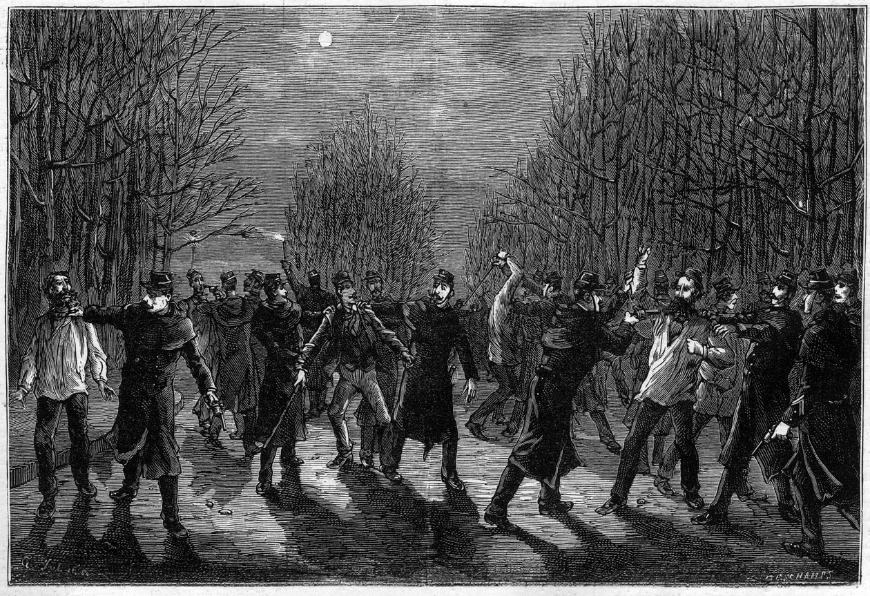 Een afranseling van criminelen in het Bois de Boulogne in Parijs in 1883 door Unknown artist