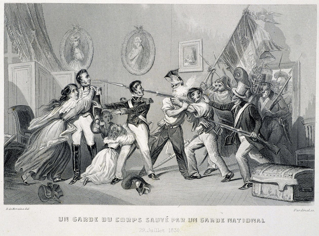 Een lijfwacht gered door een nationale garde (29 juli 1830) - in 
