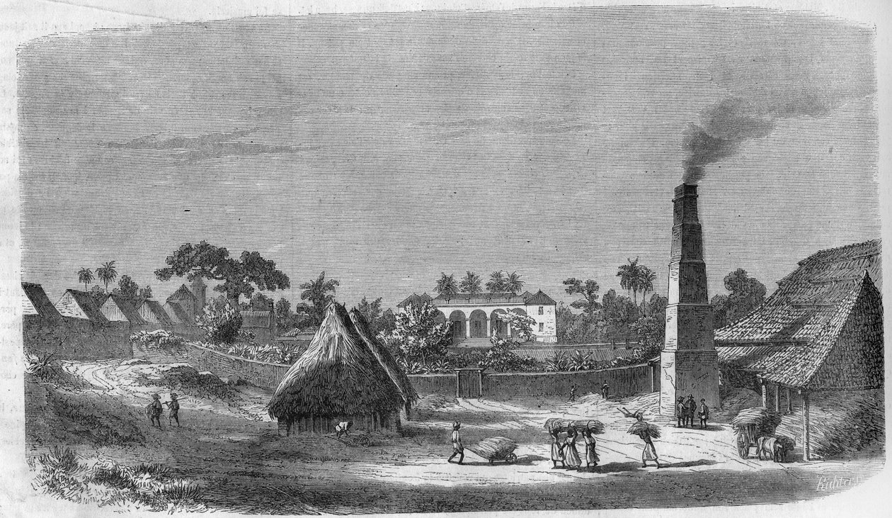 Een snoepfabriek op het eiland Cuba in 1869. door Unknown artist
