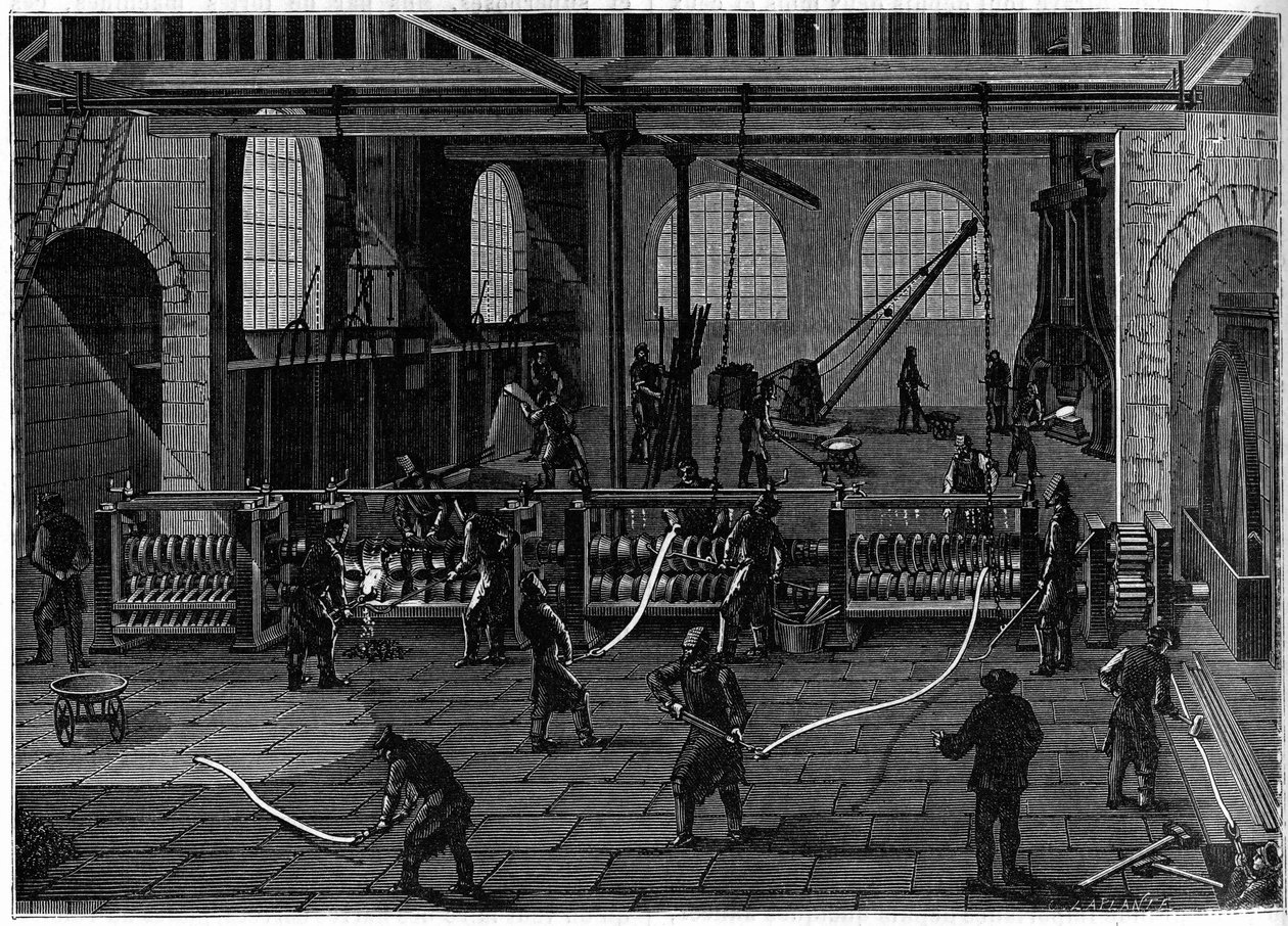 Een kopertekenatelier in Engeland. Gravure in het illustere tijdschrift 