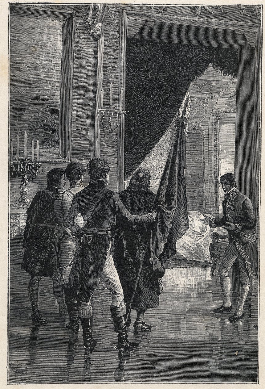 Een deputatie van Carbonari, de nationalistische geheime samenleving, wordt gepresenteerd aan Ferdinand I van de Twee Siciliën 1820 door Unknown artist