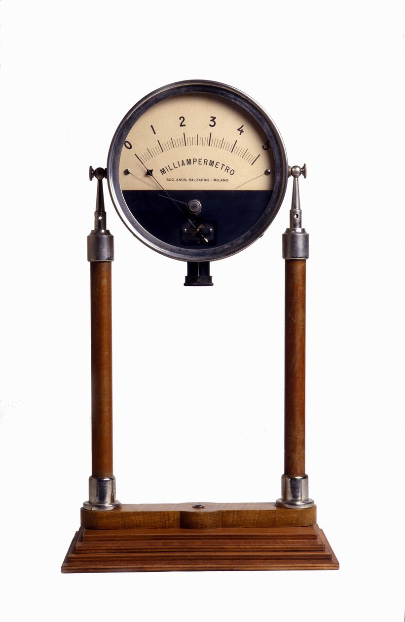 Een milliampèremeter (of ampèremeter): apparaat ontworpen om de intensiteit van de elektrische stroom te berekenen. door Unknown artist