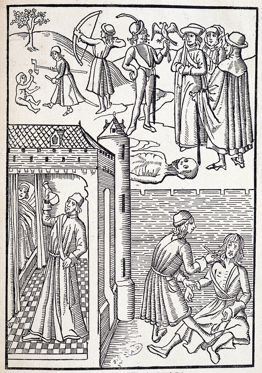 Een uroloog en chirurg in de 15e eeuw door Unknown artist