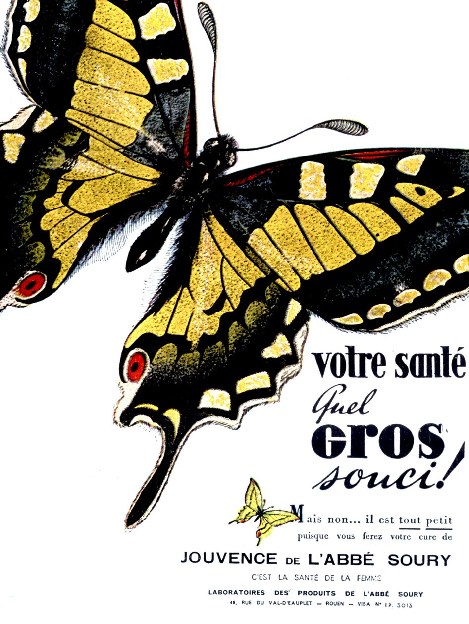 Advertentie voor verjongend drankje van Soury abt door Unknown Artist