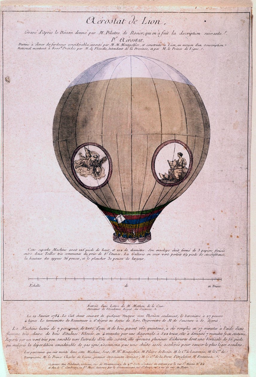 Aerostat de Lyon gebouwd naar een model van de gebroeders Montgolfière (Joseph en Etienne), circa 1783 door Unknown artist