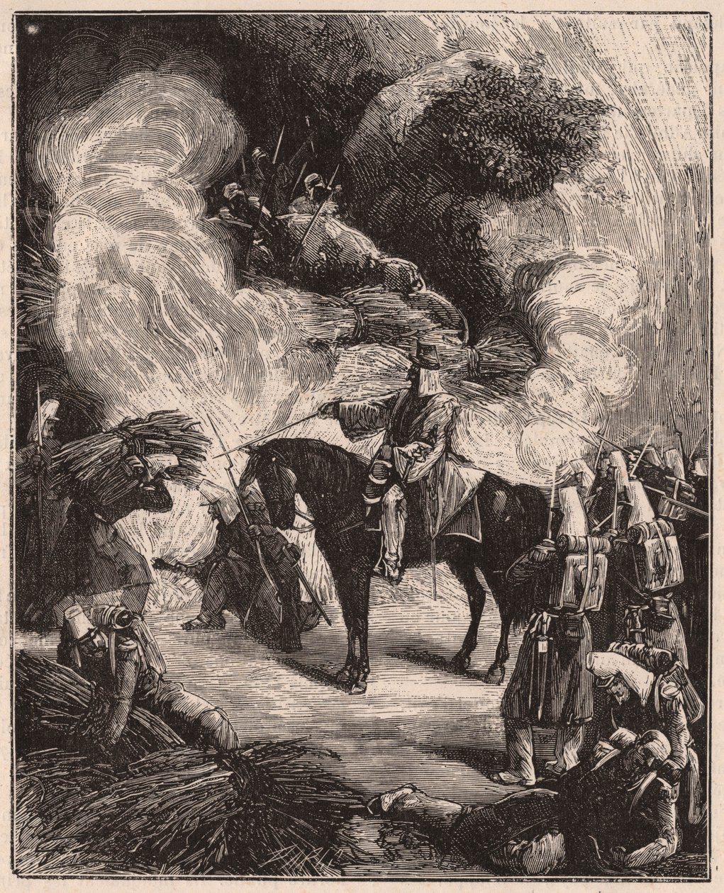 Afrikaanse troepen verstikken Algerijnen in een grot, tijdens de verovering van het gebied van Regence Algiers in 1844-45 door Unknown
