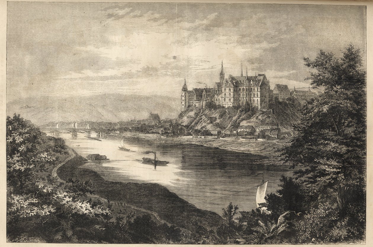 Kasteel Albrechtsburg - Saksen - Duitsland - Het kasteel van Albrechtsburg in het land Saksen in Duitsland - gravure - 1866 door Unknown artist