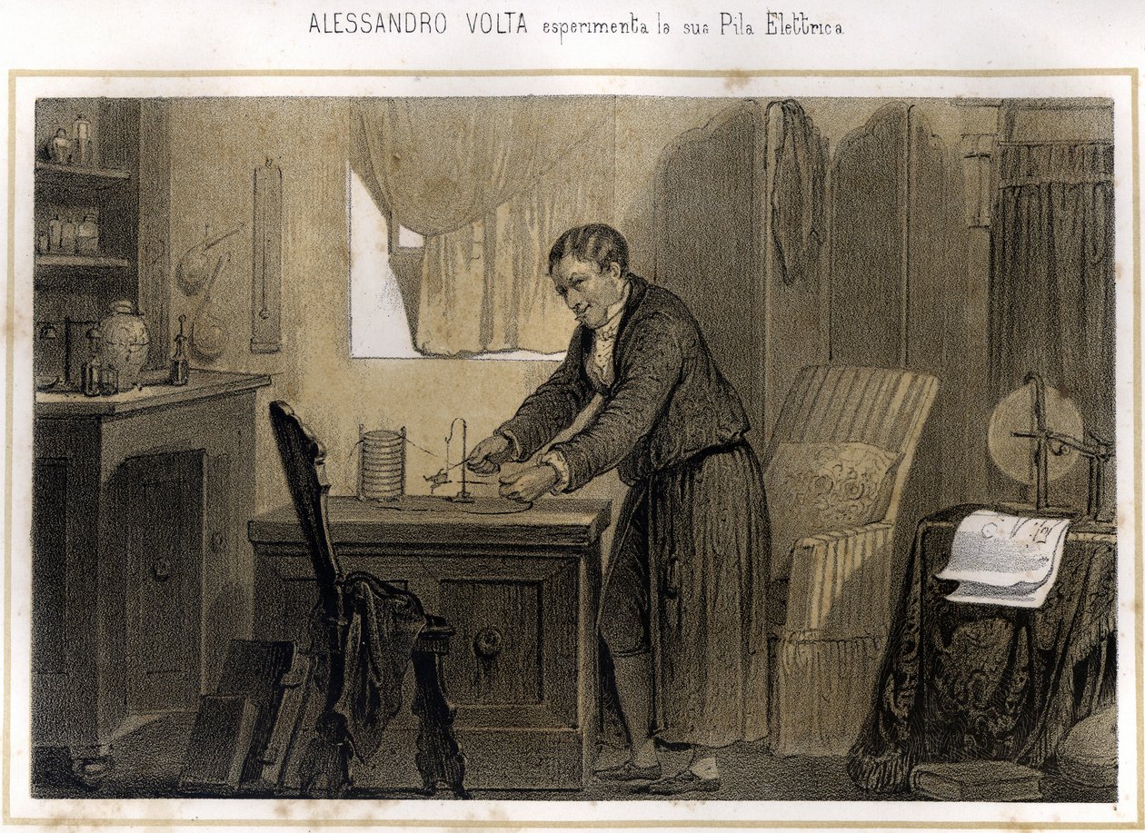 Alexandre (Alessandro) Volta (1745 - 1827) en zijn ervaring met de elektrische batterij - in 