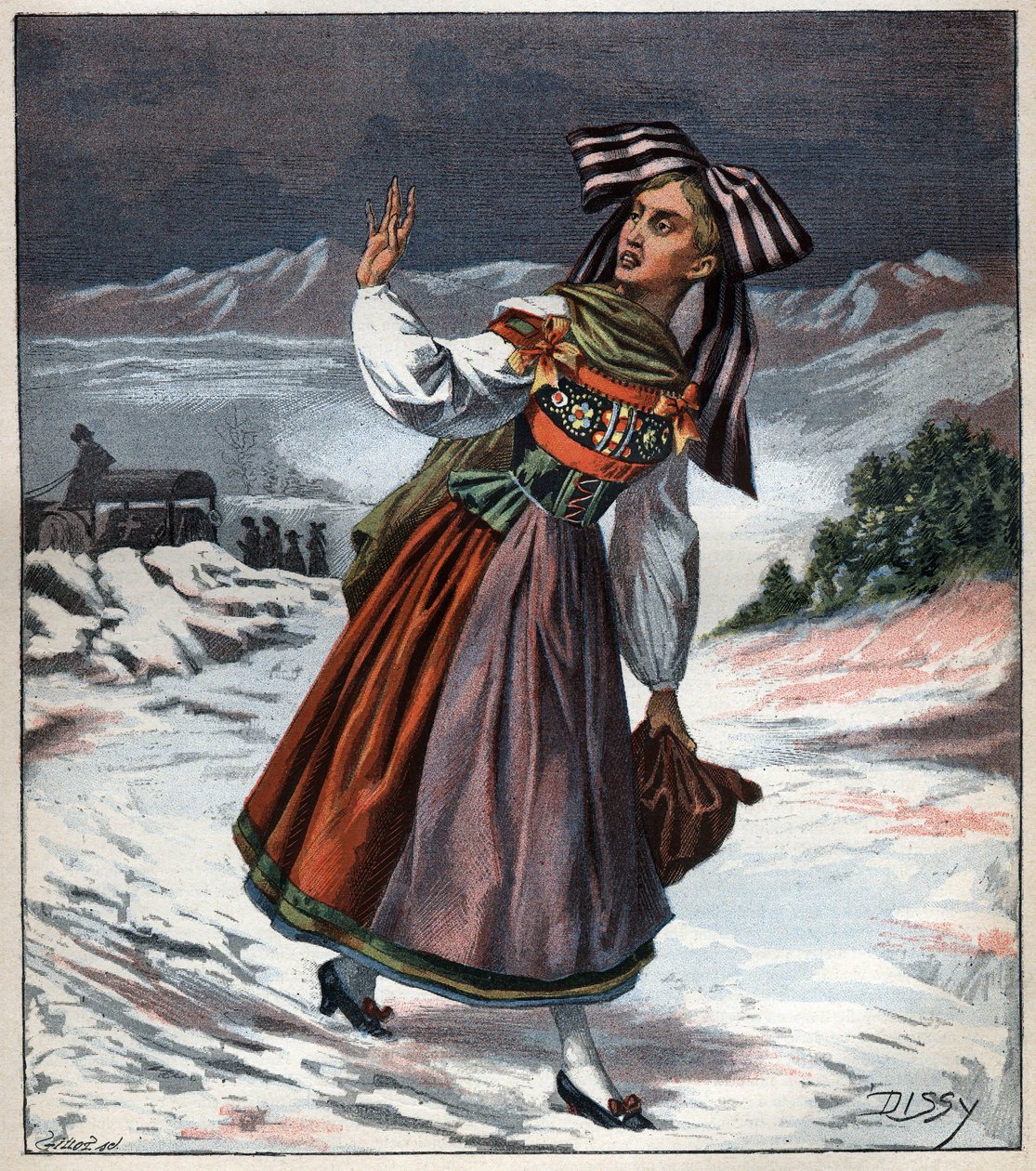 Elzassische vrouw in regionale klederdracht, gravure uit 1892 door Unknown artist