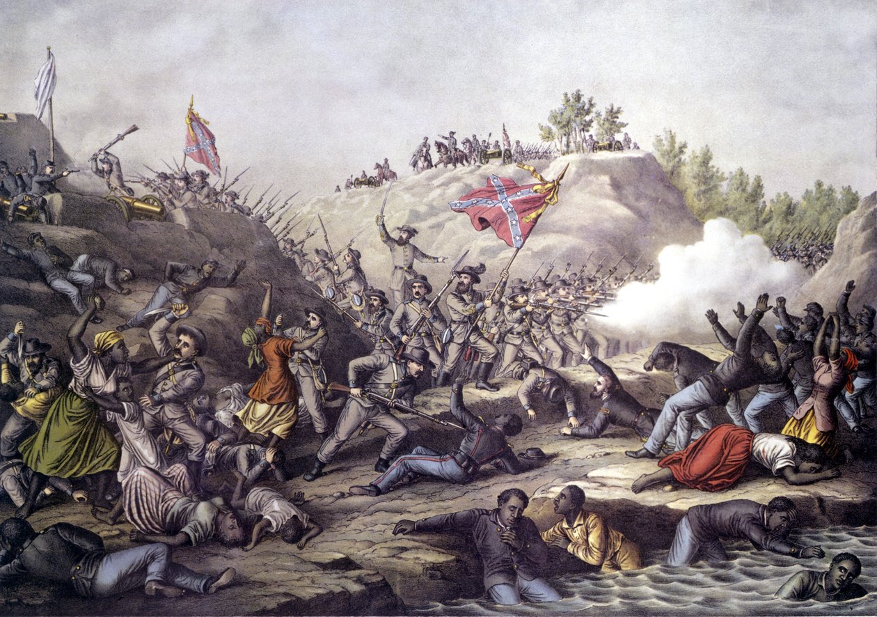 Amerikaanse Burgeroorlog (1861 - 1865): Slag bij Fort Pillow, Tennessee, 12 april door Unknown artist