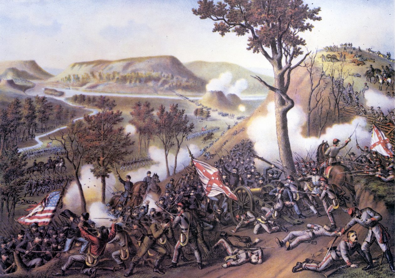 Amerikaanse Burgeroorlog (1861 - 1865): Beleg van Missionary Ridge, 25 november door Unknown artist