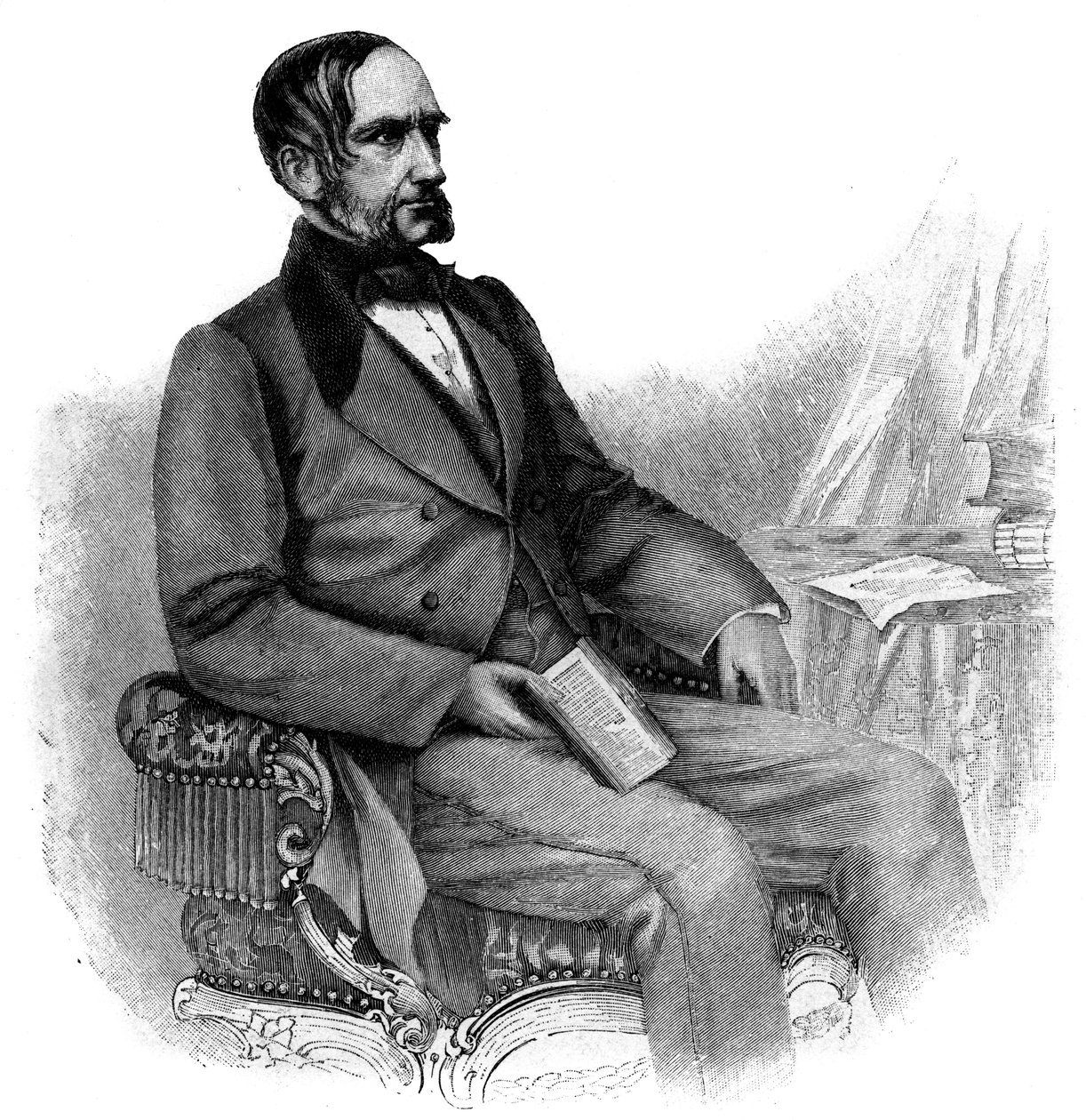 Anton von Schmerling, Oostenrijkse politicus - gravure - Portret van Anton von Schmerling (1805-1893), Oostenrijkse advocaat en politicus door Unknown artist
