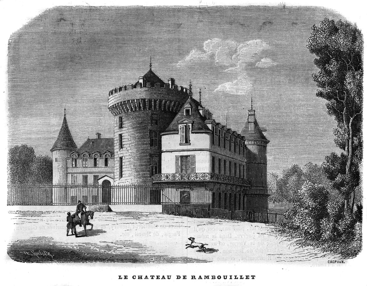 Architectuur: buitenaanzicht van het kasteel van Rambouillet (14e-15e eeuw, herontworpen in de eeuw). door Unknown artist
