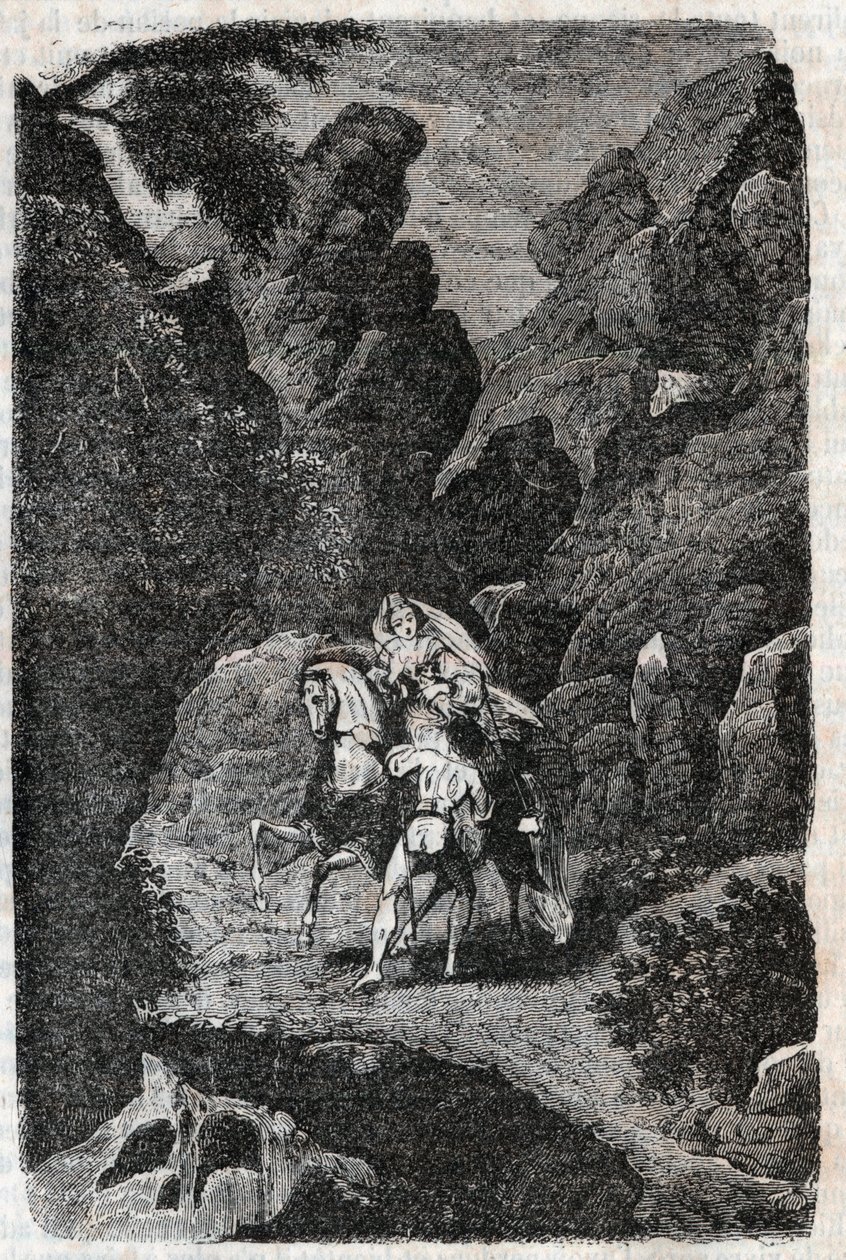Argie aangevallen door de bevelen van zijn bruidegom - gravure van 1851 uit 