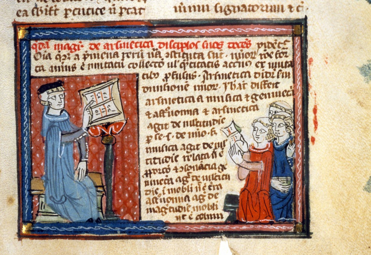 Rekenkunde Cursus - Miniatuur uit de Middeleeuwen door Unknown artist