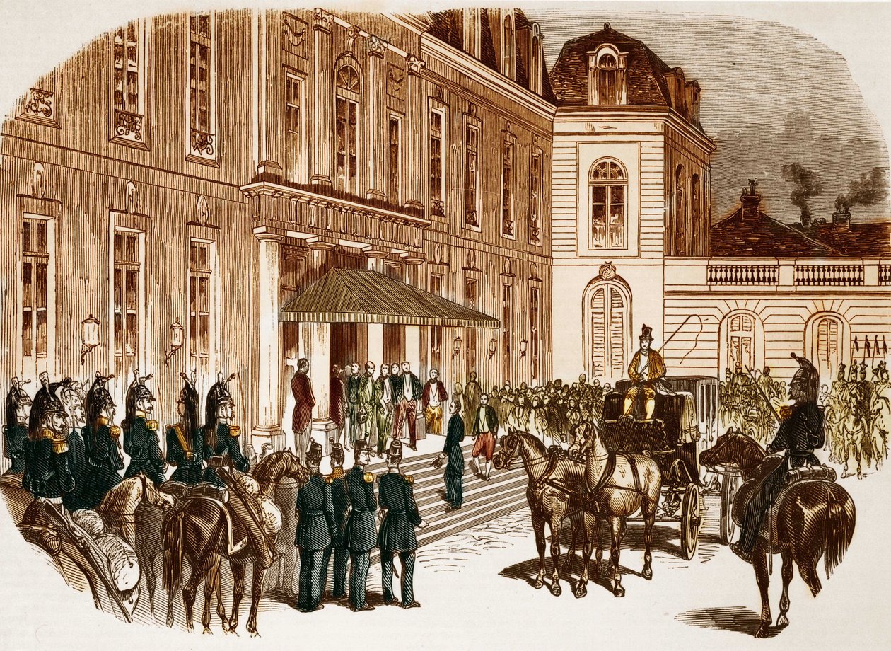 Aankomst van Louis Napoleon Bonaparte (Louis-Napoleon III) in het Elysee de dag na zijn verkiezing. door Unknown artist