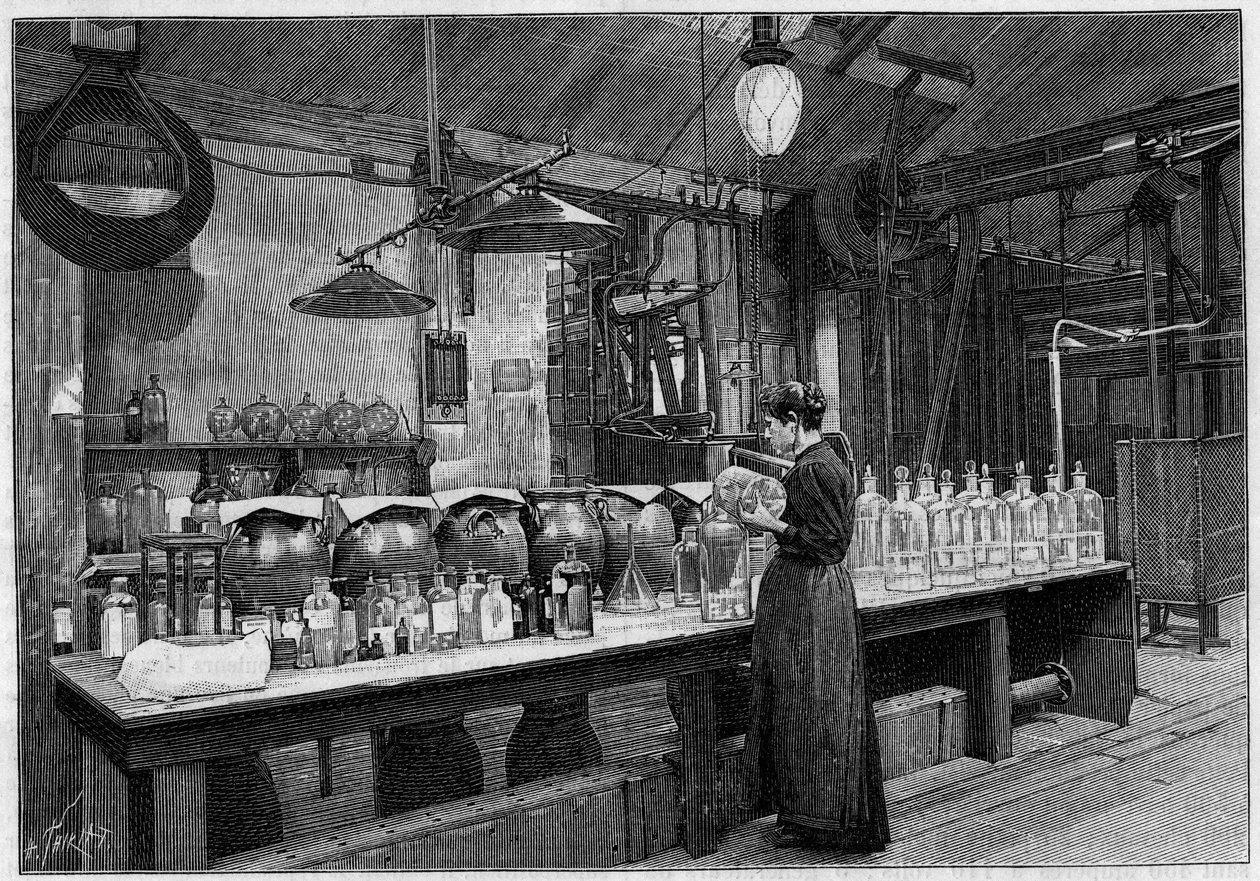 De kunst van fotografie: vervaardiging van fotografische platen bij M. Lumiere, in Lyon: voorbereiding van gevoelige emulsie. Gravure in 